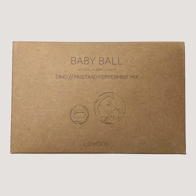 Liewood thea baby ball 2-pack, dino mustard/peppermint mix | onesize