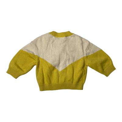 Mini Rodini panda wool knitted cardigan, yellow | 68/74cm