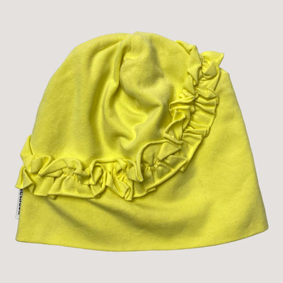 Metsola tricot frill beanie, yellow | 3-4y