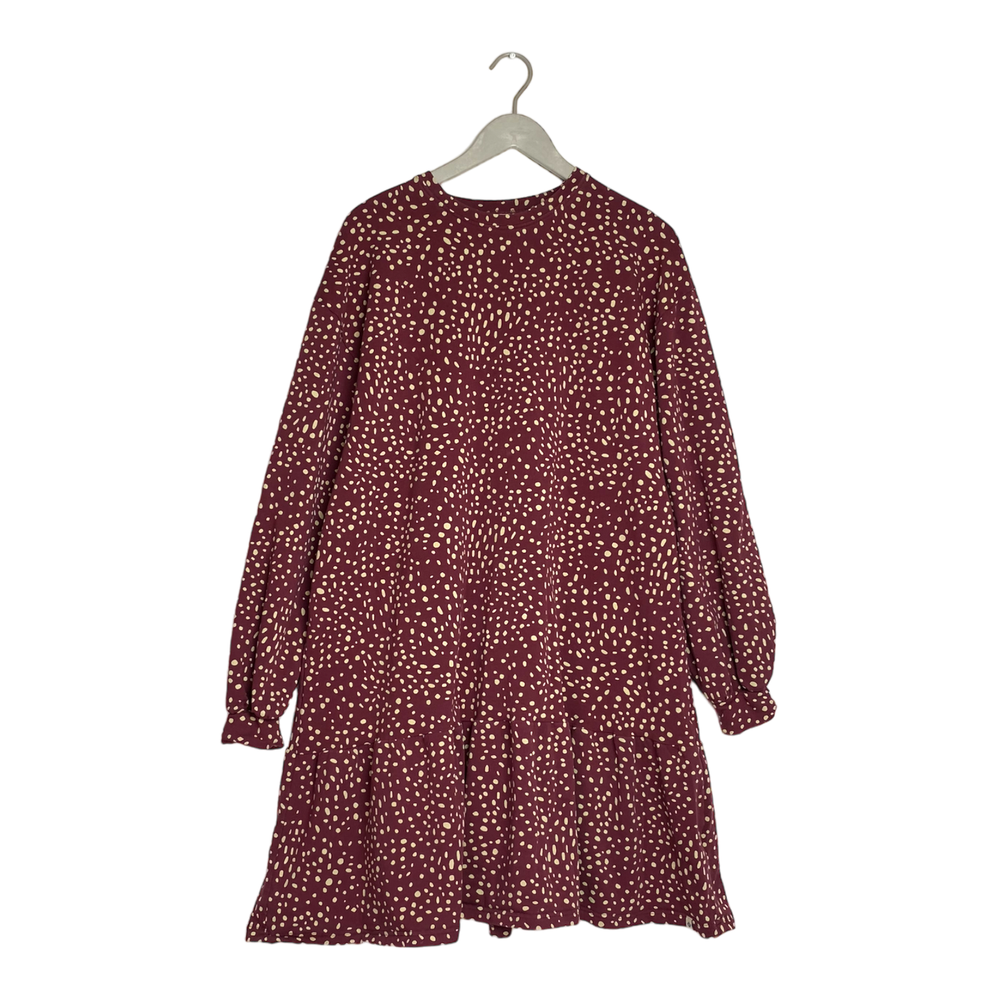 Kaiko ruffle sweatshirt dress, wild dots burgundy | woman L