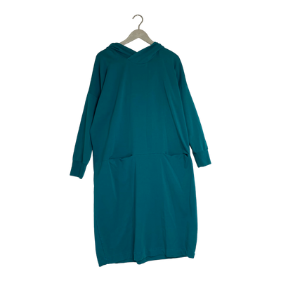 Papu giant split hoodie dress, teal | woman XL