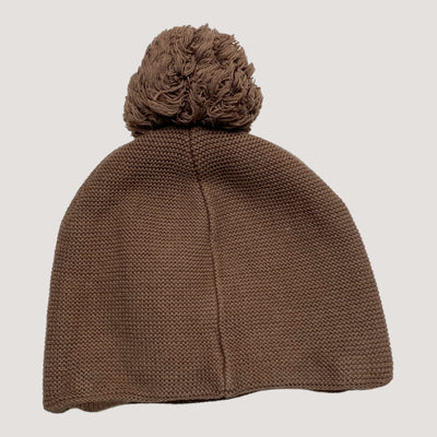 Metsola cotton beanie with pom, brown sugar | 7-8y
