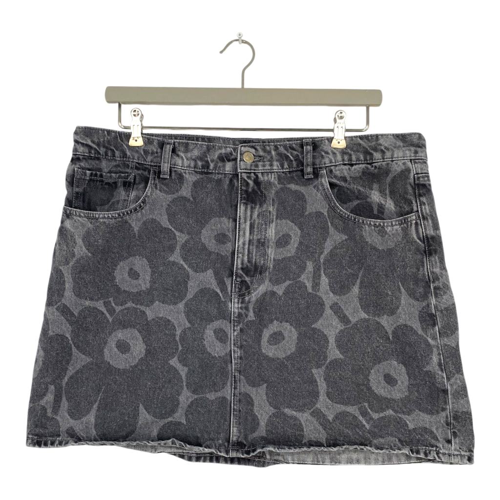 Marimekko maridenim ruudut unikko skirt, grey denim | Ninyes
