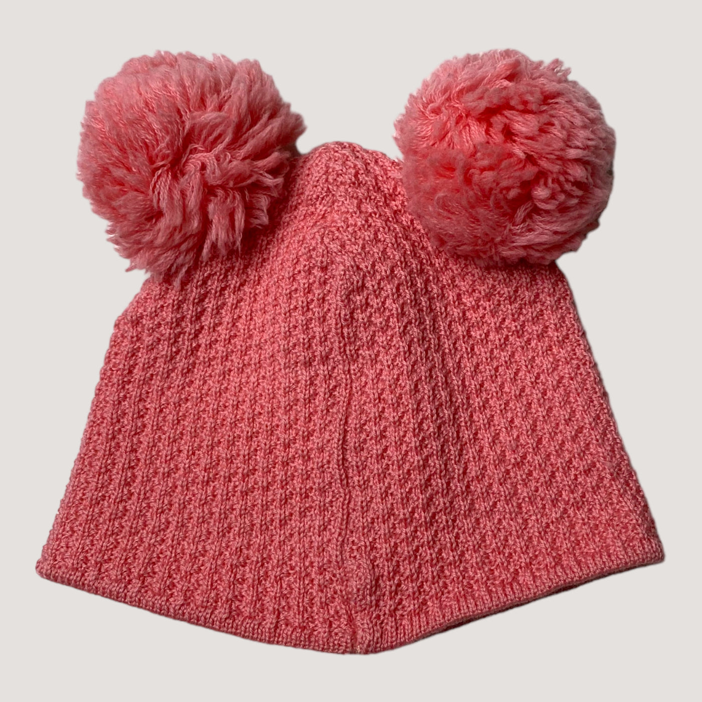 Gugguu merino wool pom beanie, coral pink | 50/51cm