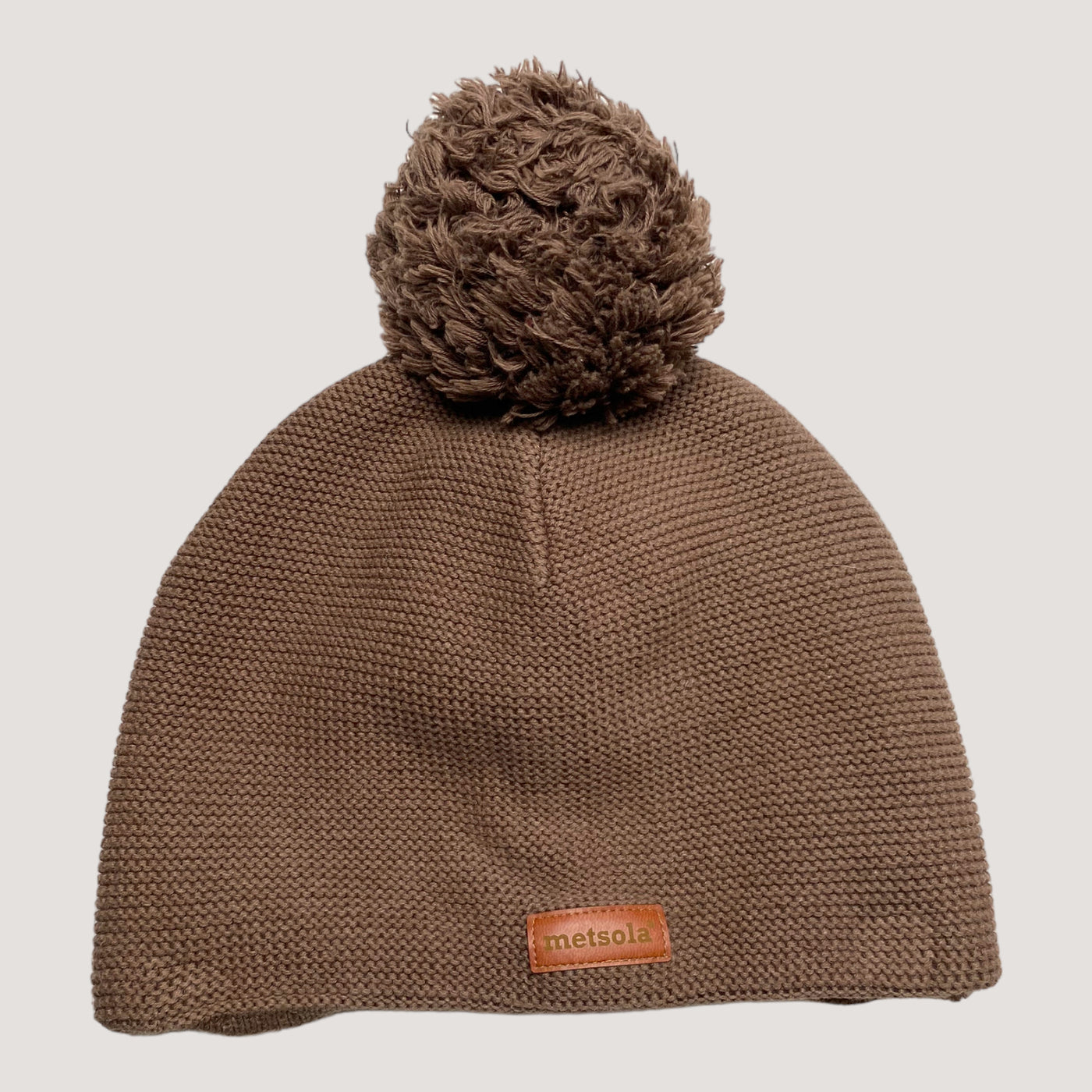 Metsola cotton beanie with pom, brown sugar | 7-8y