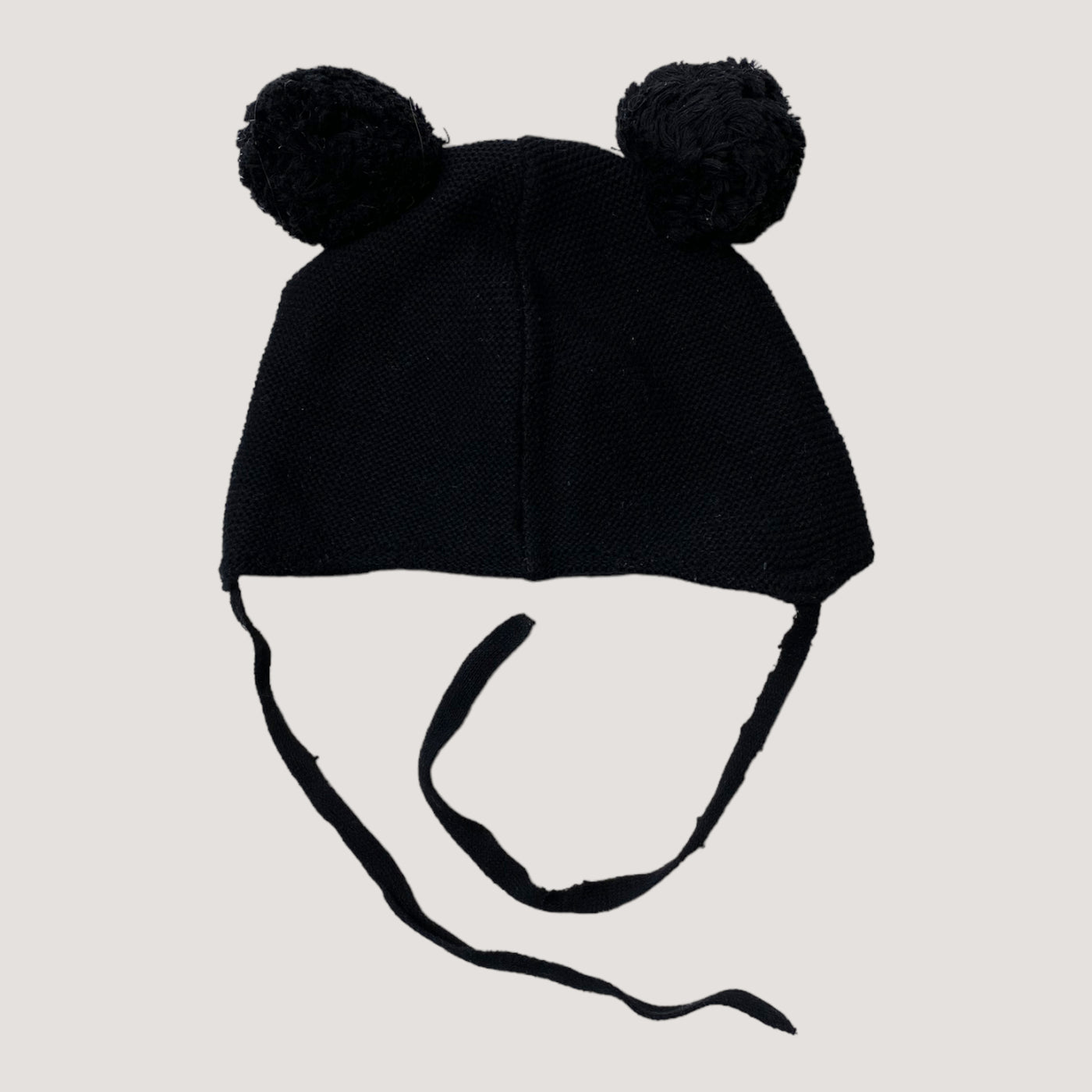 Metsola cotton beanie with poms, black | 1-2y