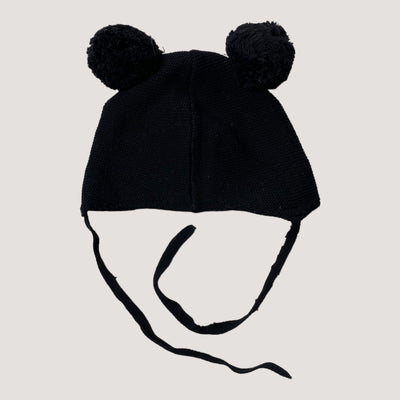 Metsola cotton beanie with poms, black | 1-2y