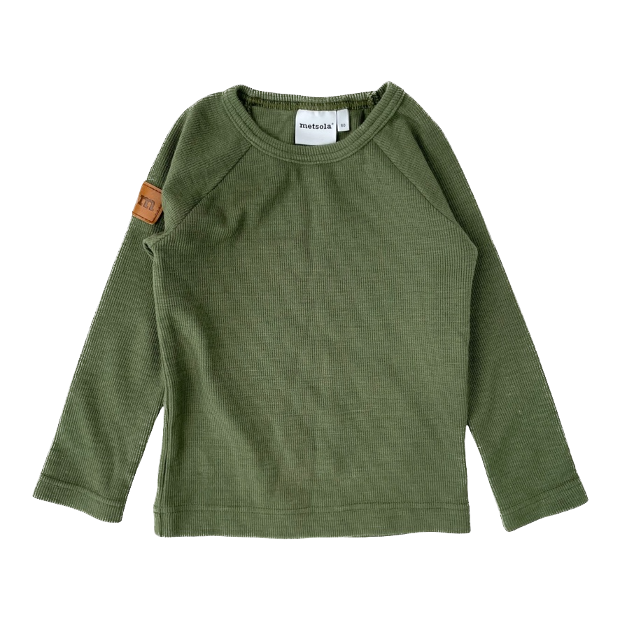 Metsola wool blend shirt, green | 80cm