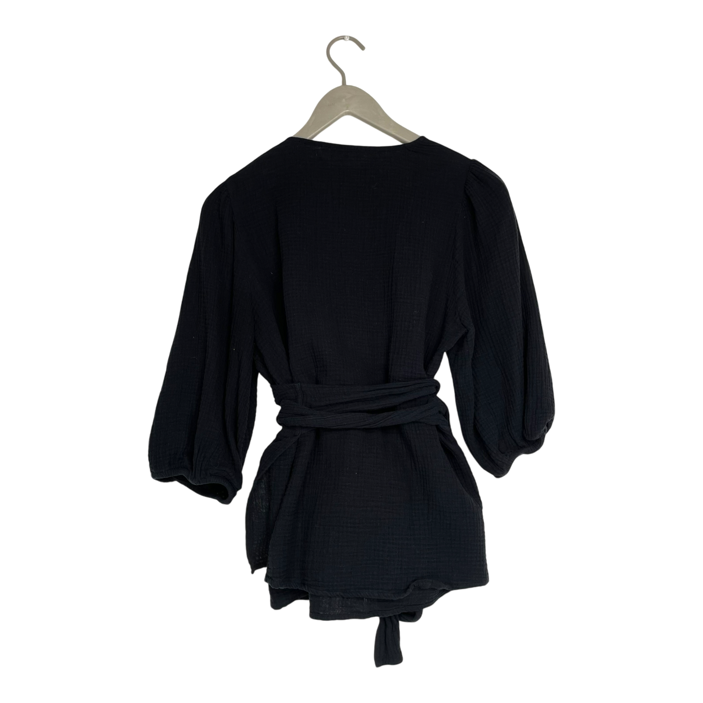 Kaiko muslin wrap blouse, black | woman M