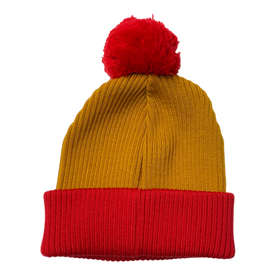 Metsola knitted merino beanie, red/gold | adults onesize