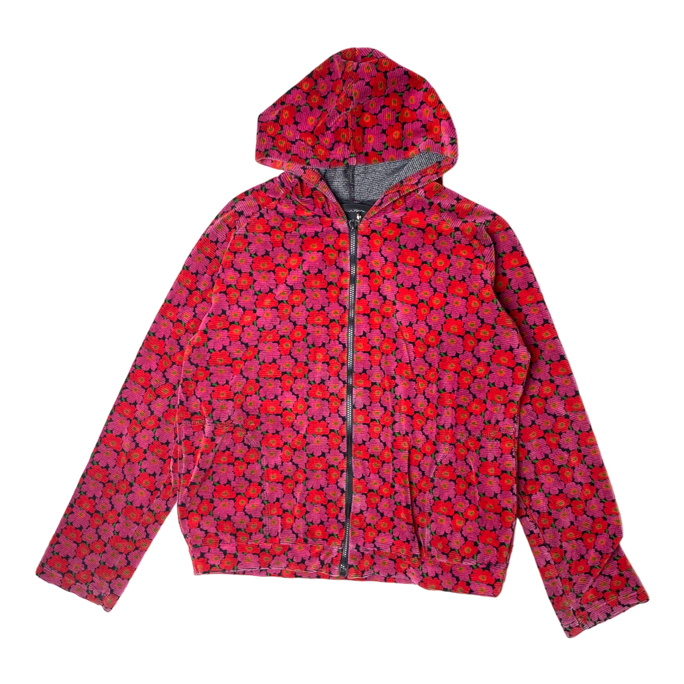 Marimekko velour hoodie jacket, mini unikko | 150cm