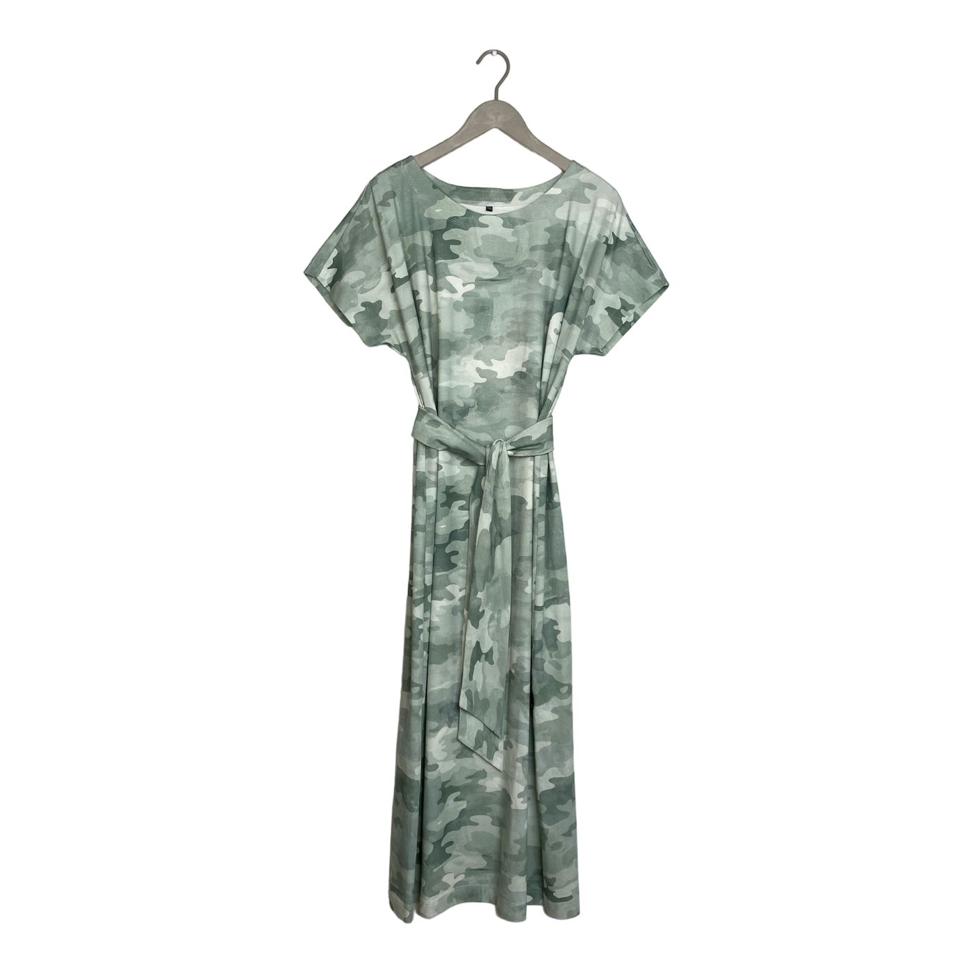 Ommellinen belted maxi tricot dress, camouflage | woman XXL