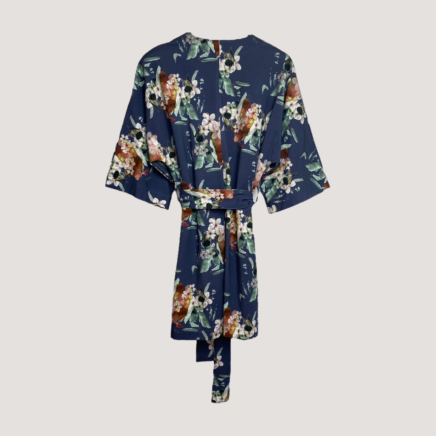 Kaiko wrapped kimono, blue blossom | women XXS/XS