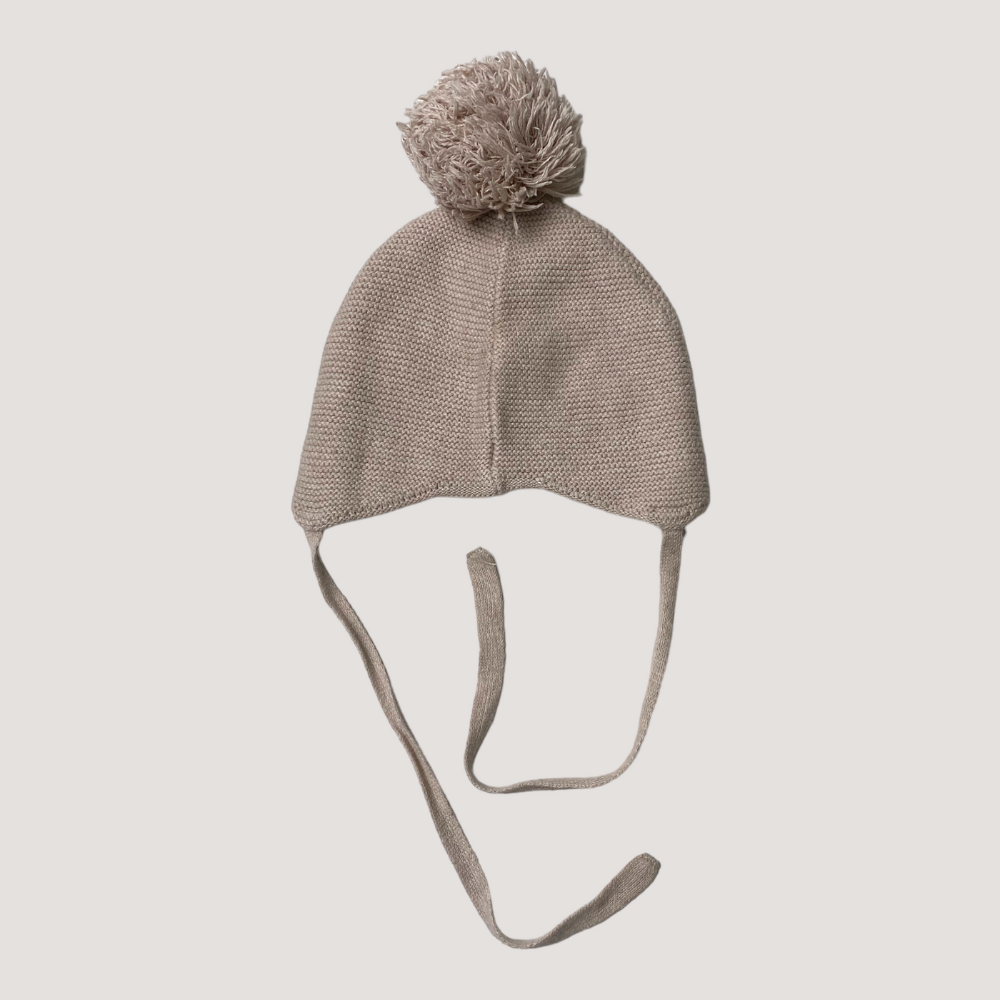 Metsola knitted cotton beanie with pom, wheat | 1-2y