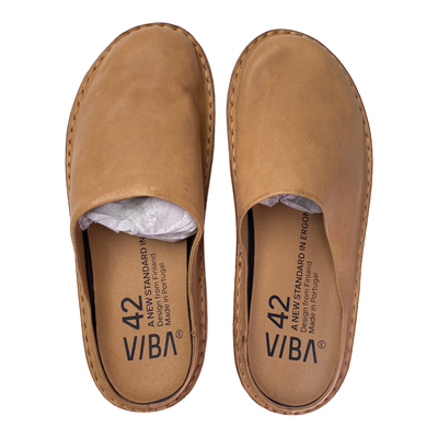 VIBAe Roma leather slippers, fawn tan | 42