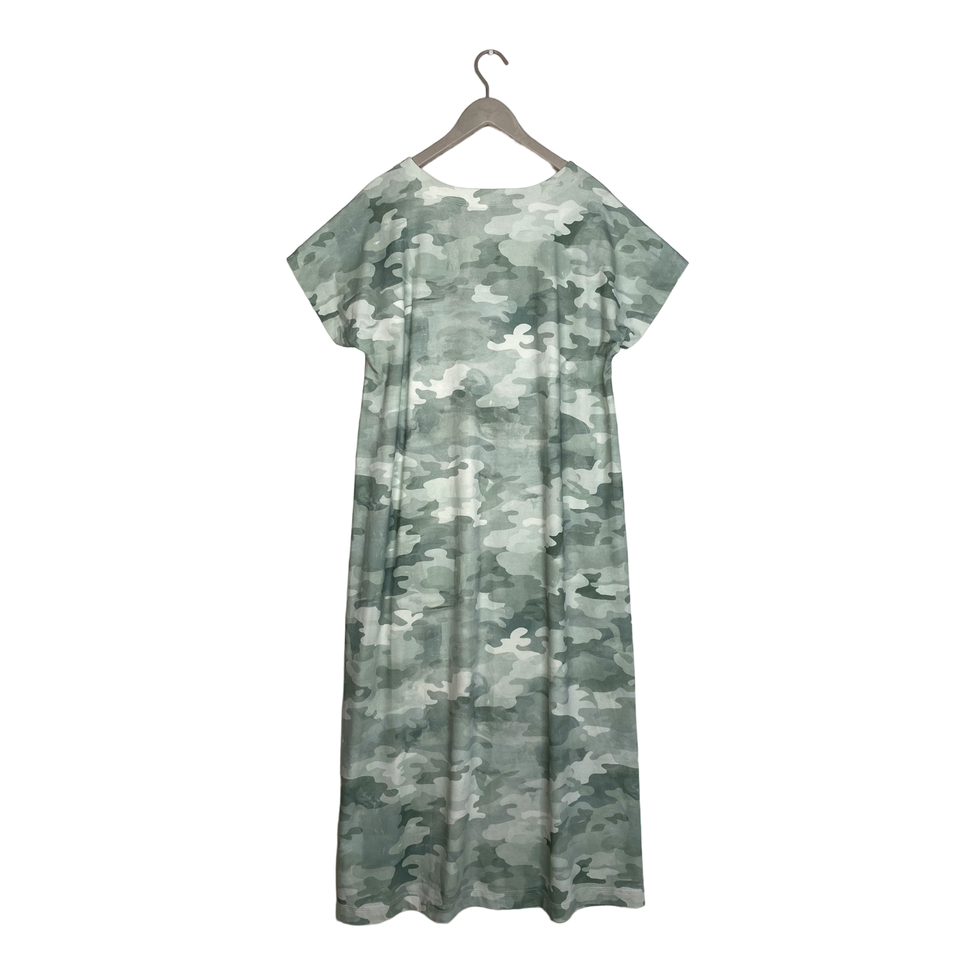 Ommellinen belted maxi tricot dress, camouflage | woman XXL