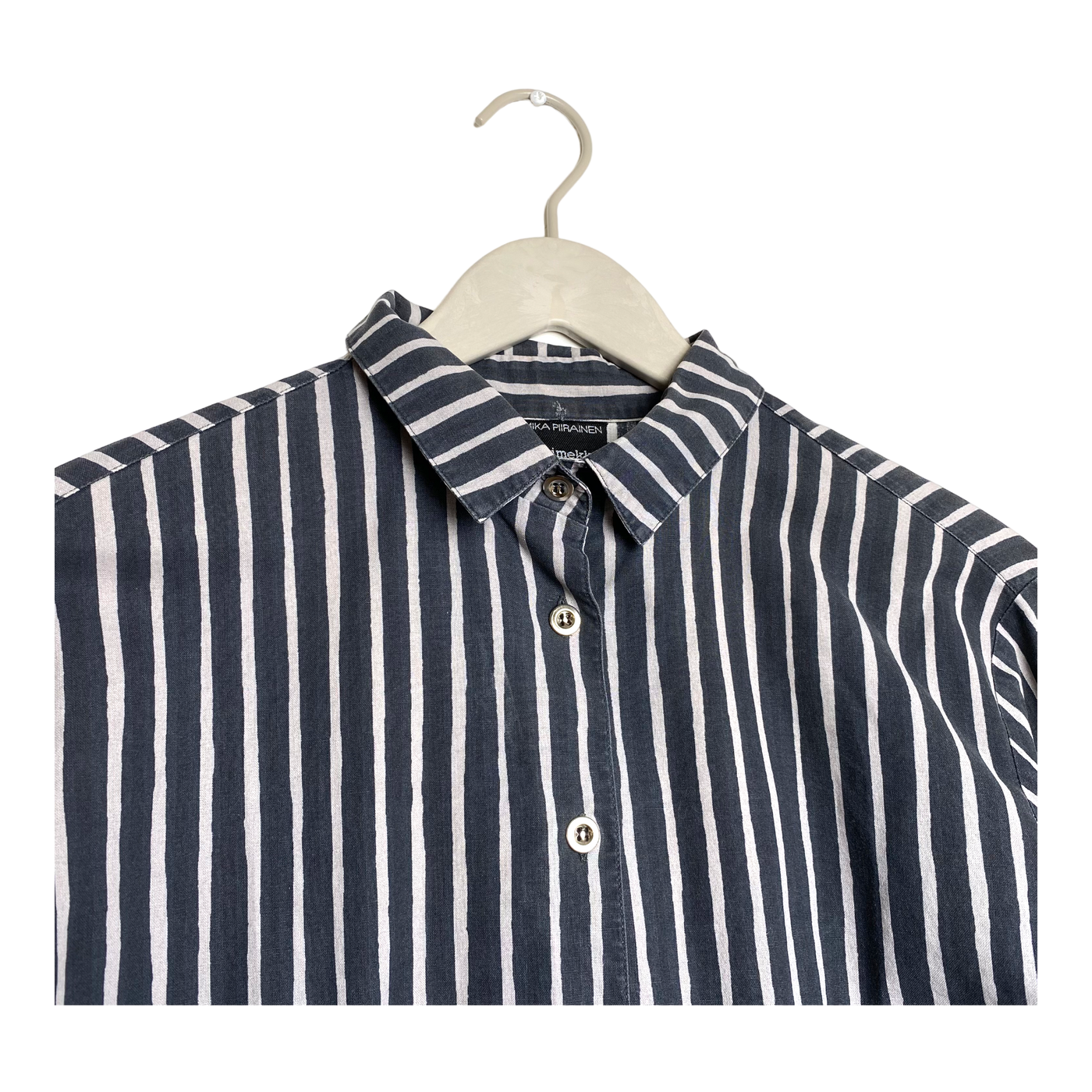 Marimekko vintage shirt, grey stripes | woman L