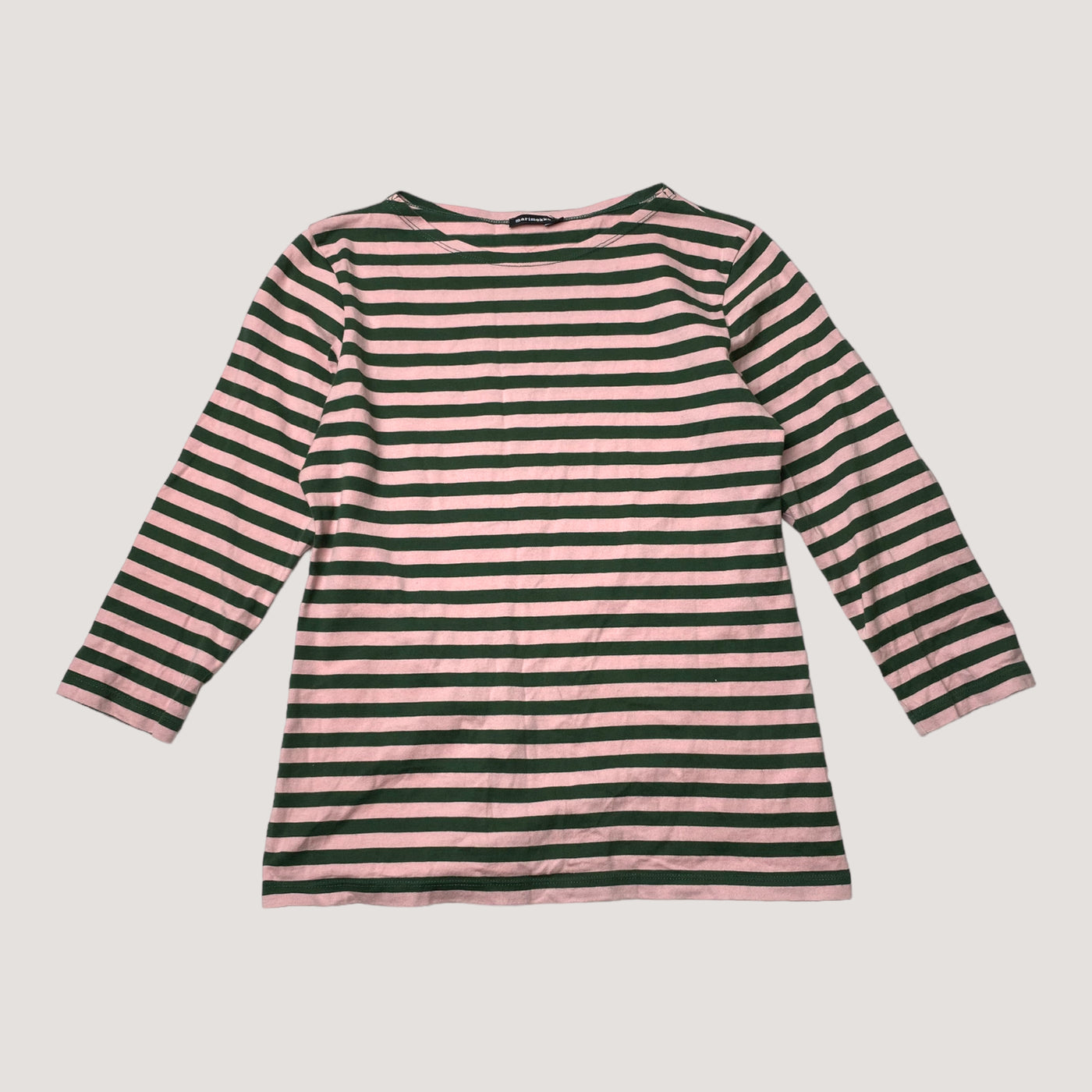 Marimekko stripe shirt, forest green & pink | woman XS