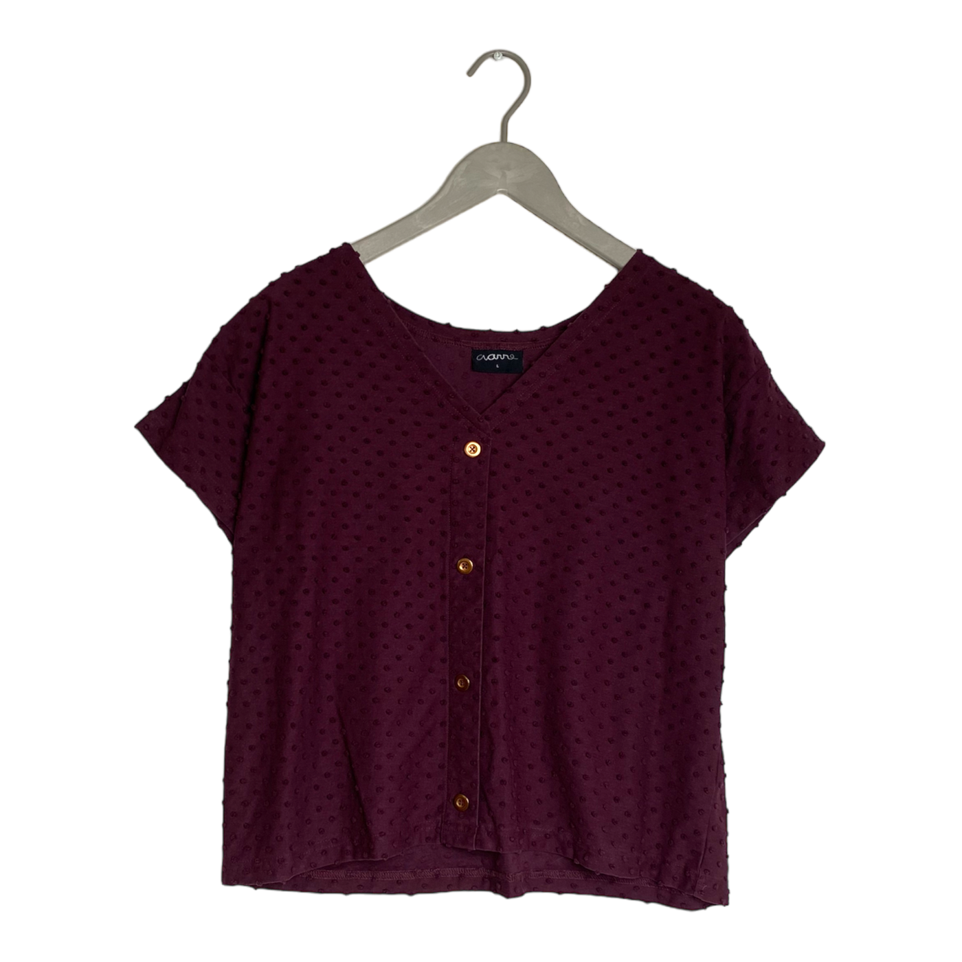 Aarre celene button top, burgundy dot | woman L