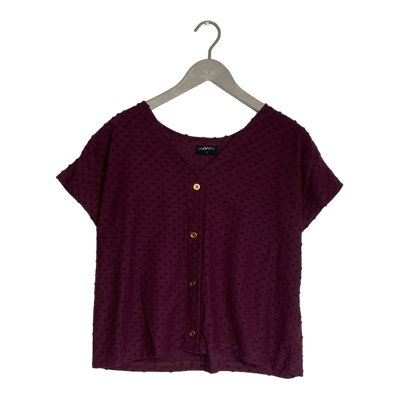 Aarre celene button top, burgundy dot | woman L