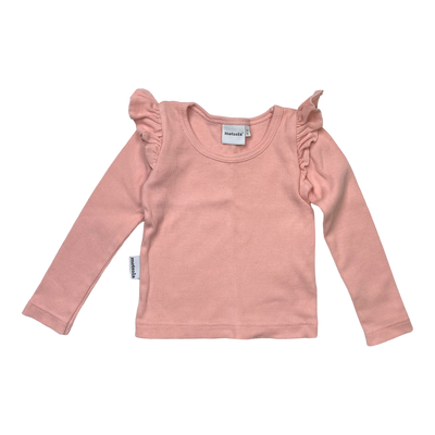 Metsola rib frill shirt, pink | 74/80cm