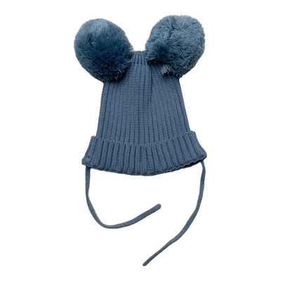 Mini Rodini pom knitted beanie, royal blue | 4-9months