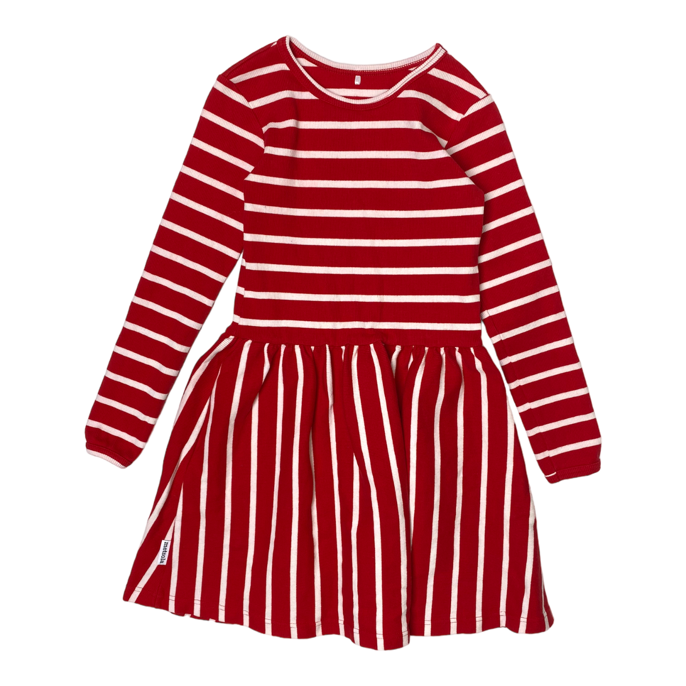 Metsola rib dress, red/white |  122/128cm