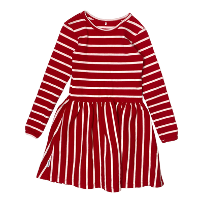 Metsola rib dress, red/white |  122/128cm