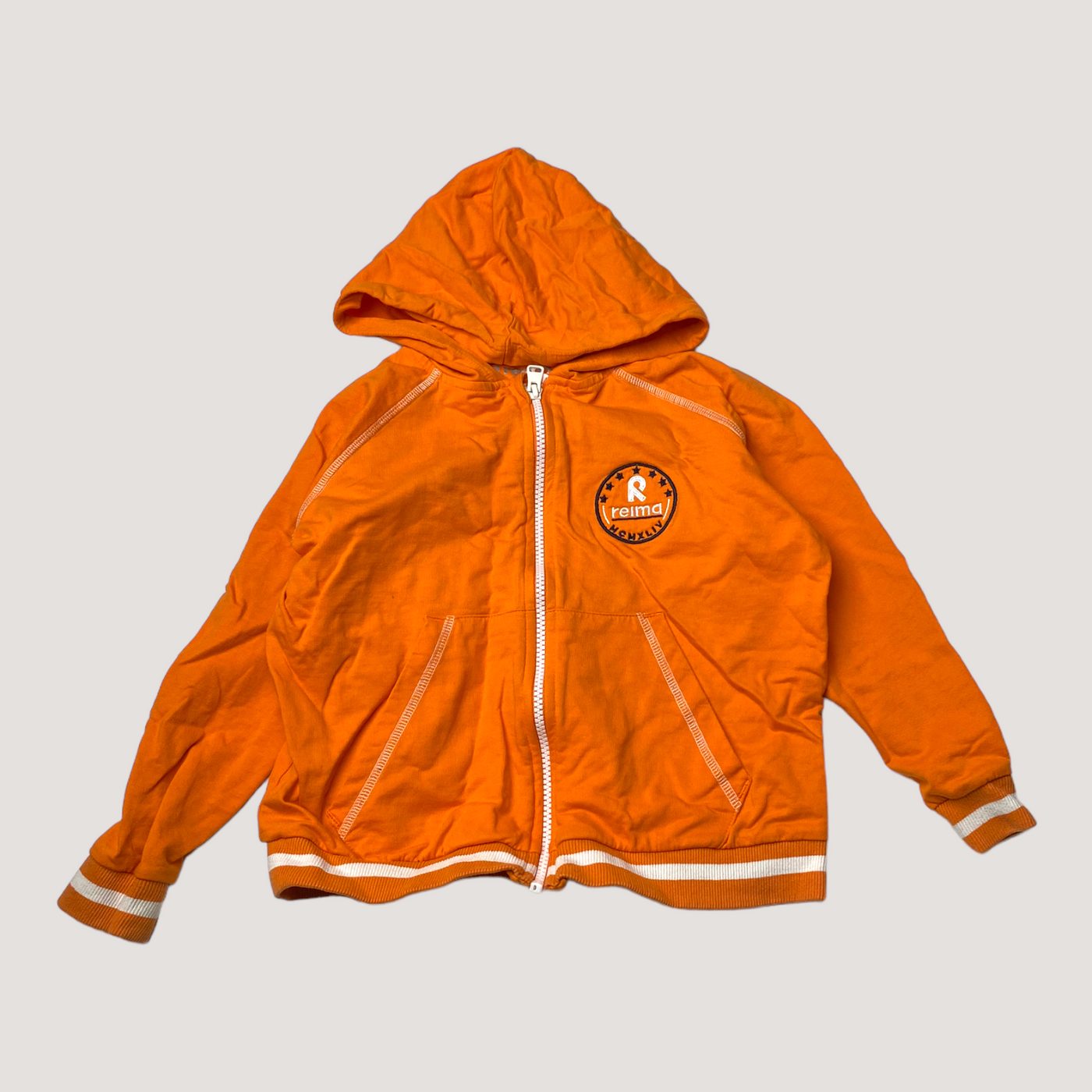 Reima zipper sweat hoodie, orange | 116cm