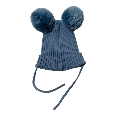 Mini Rodini pom knitted beanie, royal blue | 4-9months