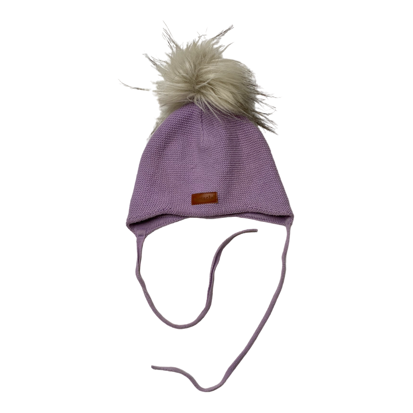 Metsola knitted cotton beanie with pom, plum | 2-6m