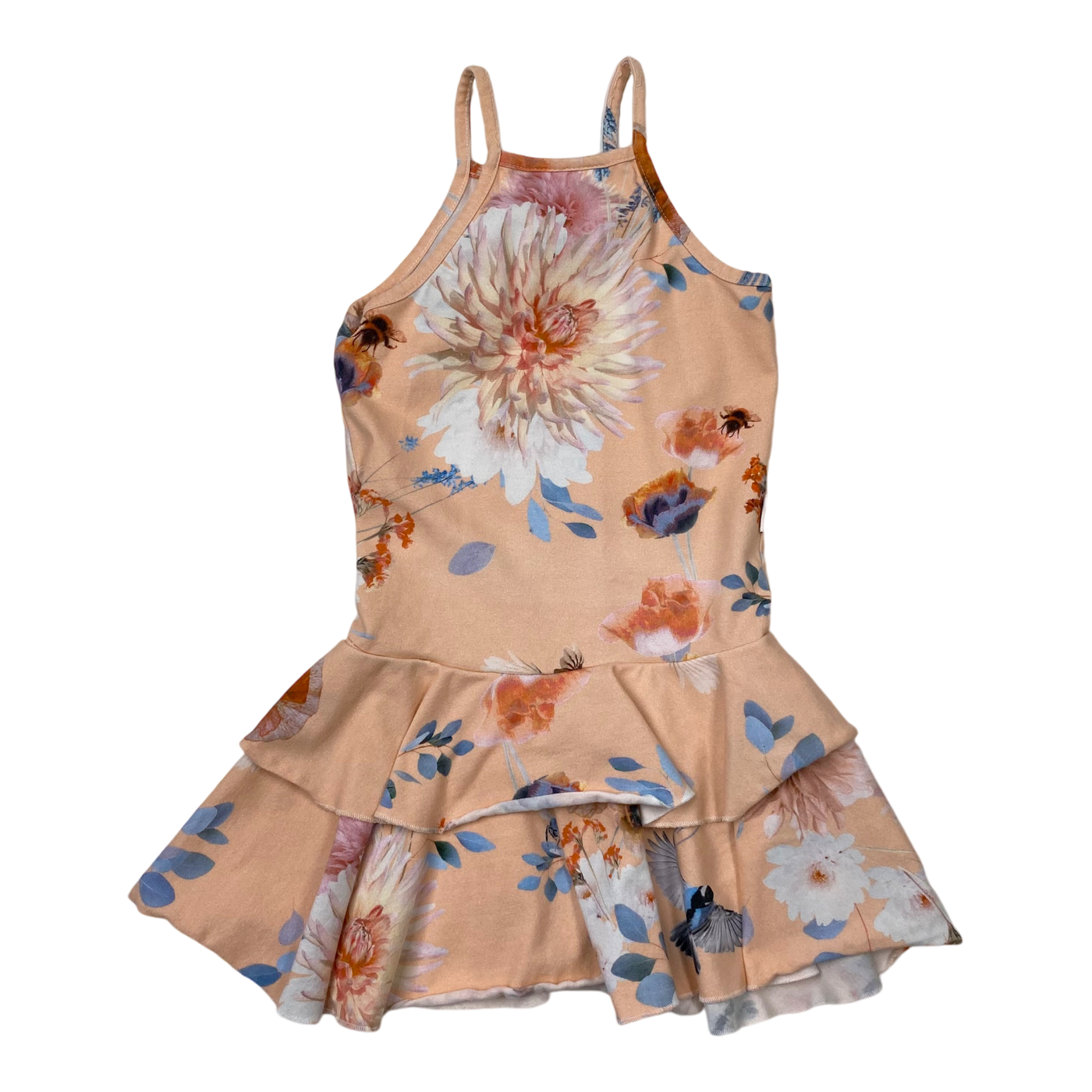 Gugguu spagetti frilla dress, flowers | 98cm