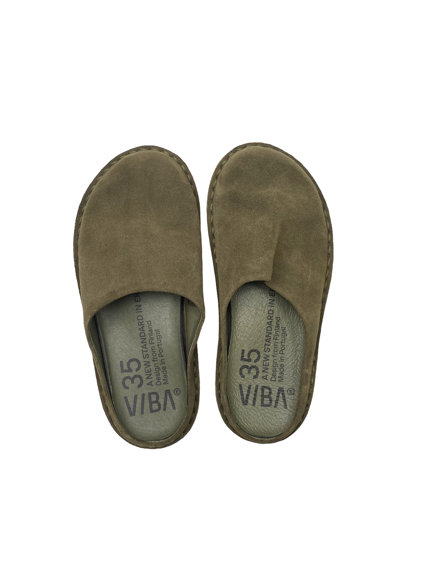 VIBAe Roma suede slippers, olive | 35