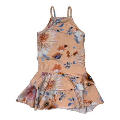 Gugguu spagetti frilla dress, flowers | 98cm