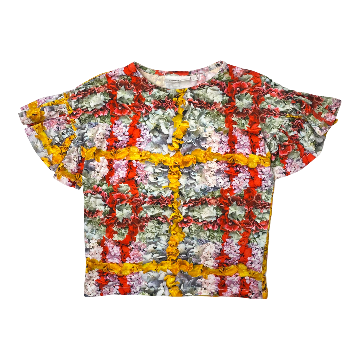 Molo ravah t-shirt, checked flowers | 110cm