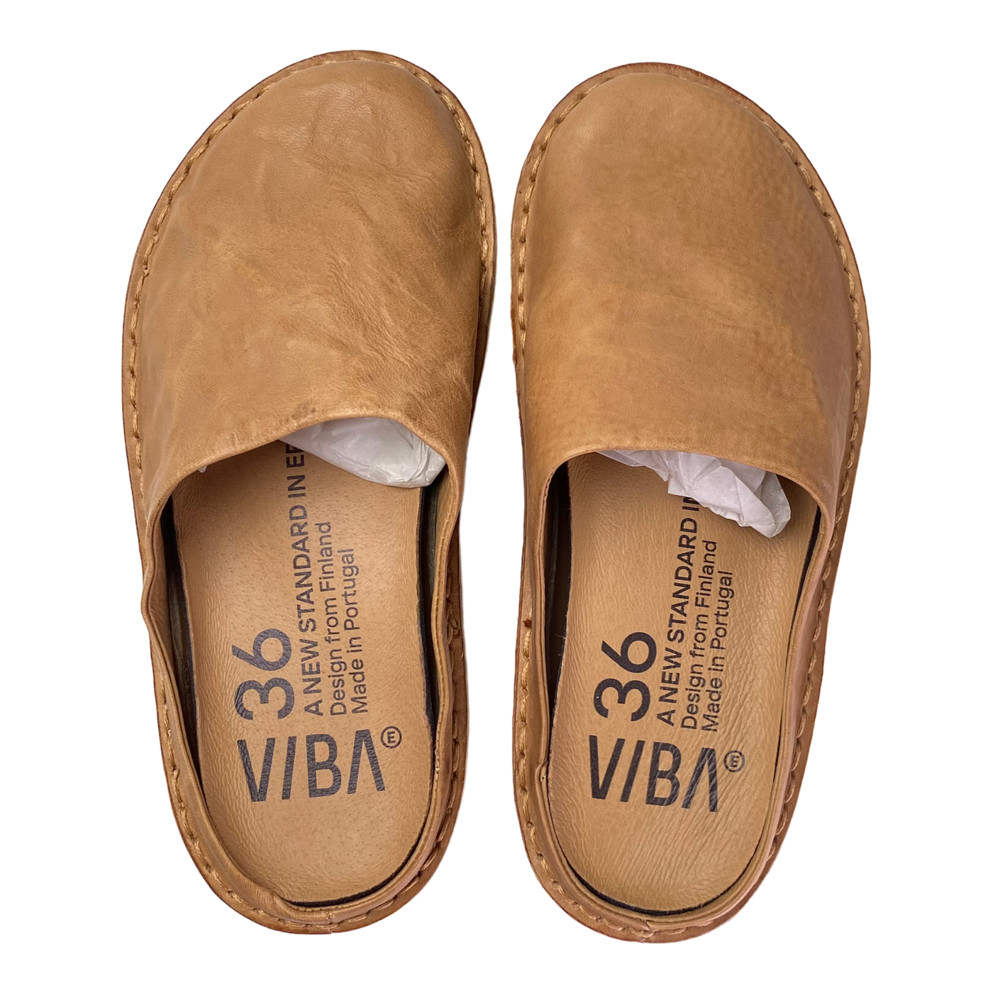 VIBAe Roma leather slippers, fawn tan | 36