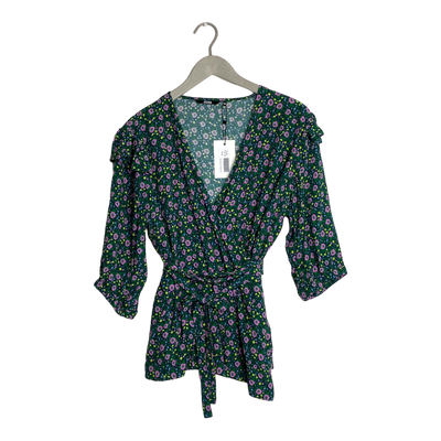 Uhana aura wrap shirt, green flower | woman M