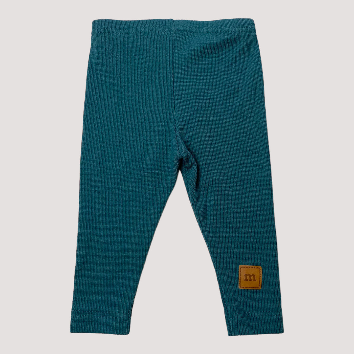 merino rib leggings, teal | 74/80cm