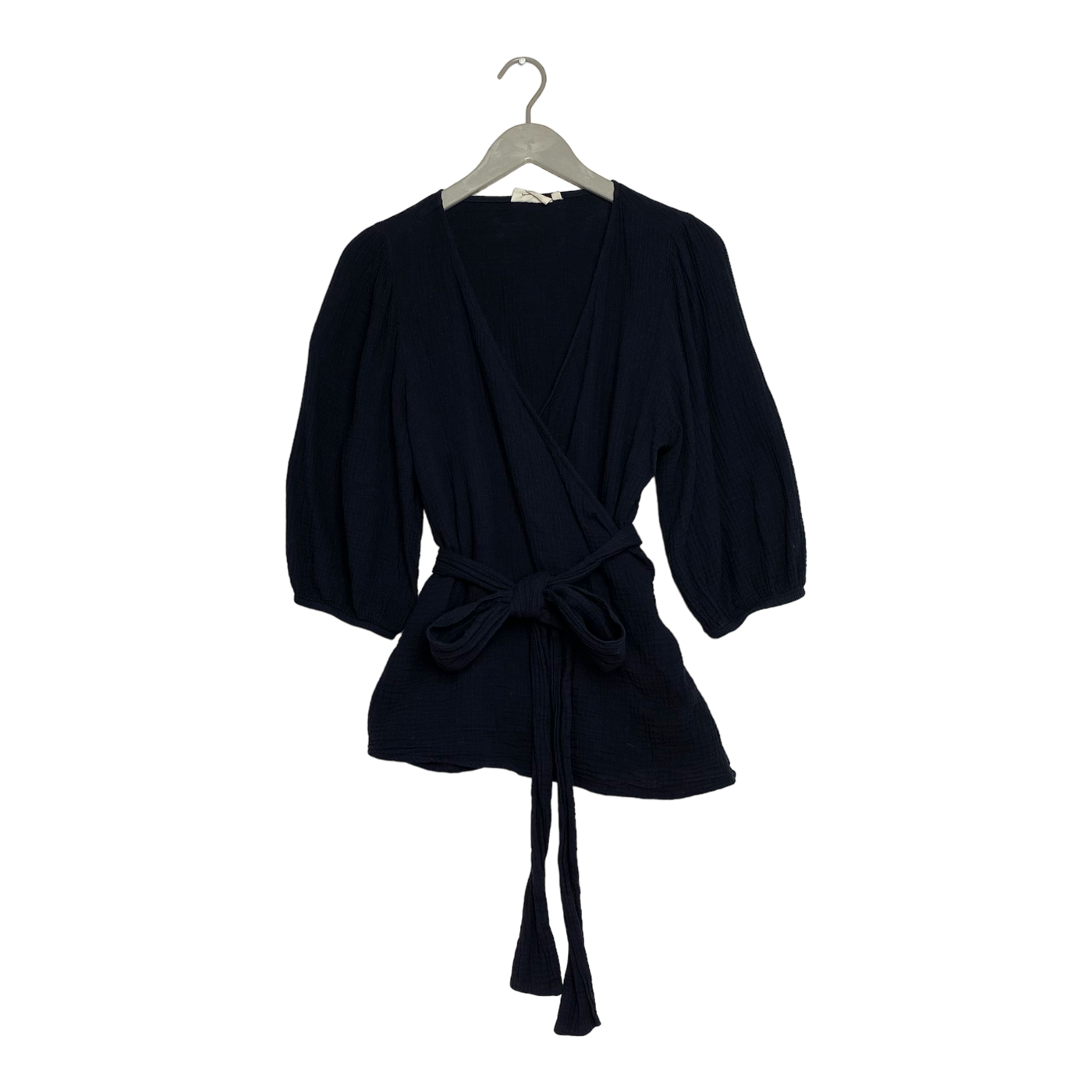 Kaiko muslin wrap blouse, black | woman M