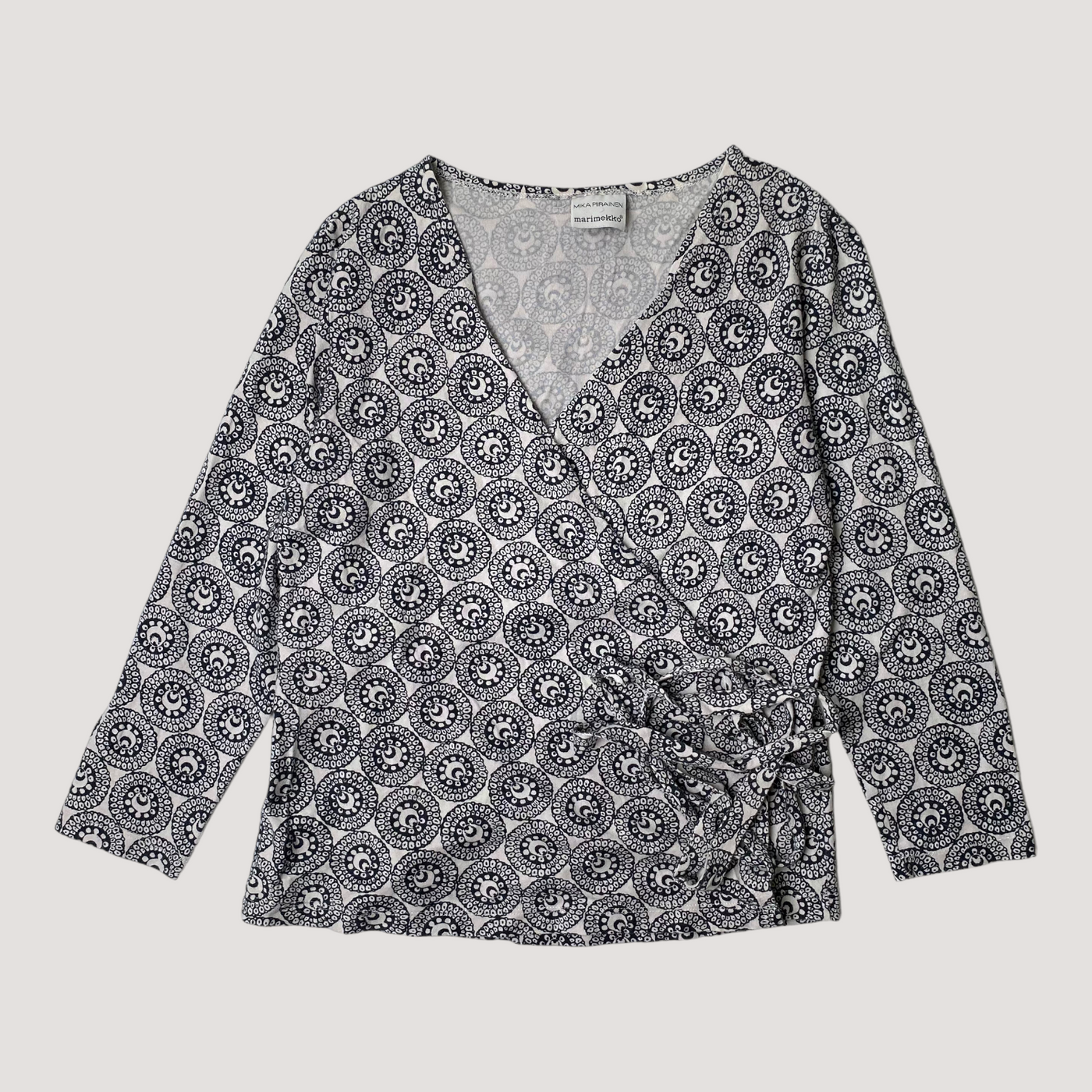 Marimekko tricot wrap shirt, black/white | women S