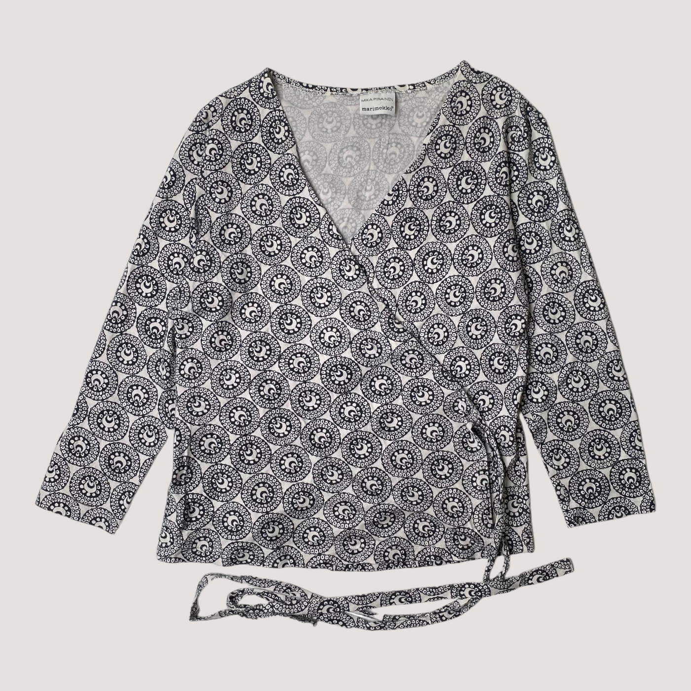 Marimekko tricot wrap shirt, black/white | women S