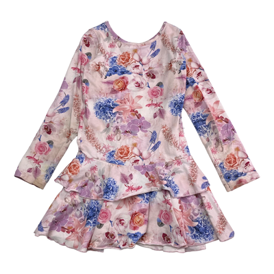 Gugguu frilla dress, flowers | 116cm