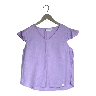 Nakoa classic linen frill shirt, lavender | woman XL