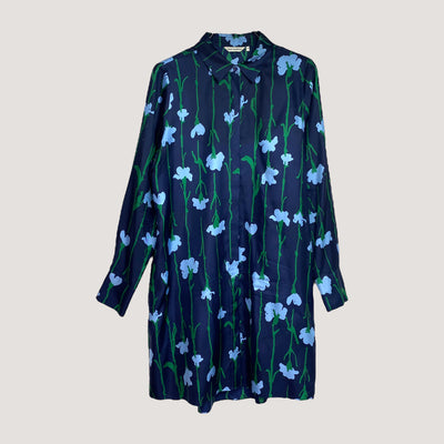 Marimekko tyyri viivakukka silk shirt dress, flowers | woman L