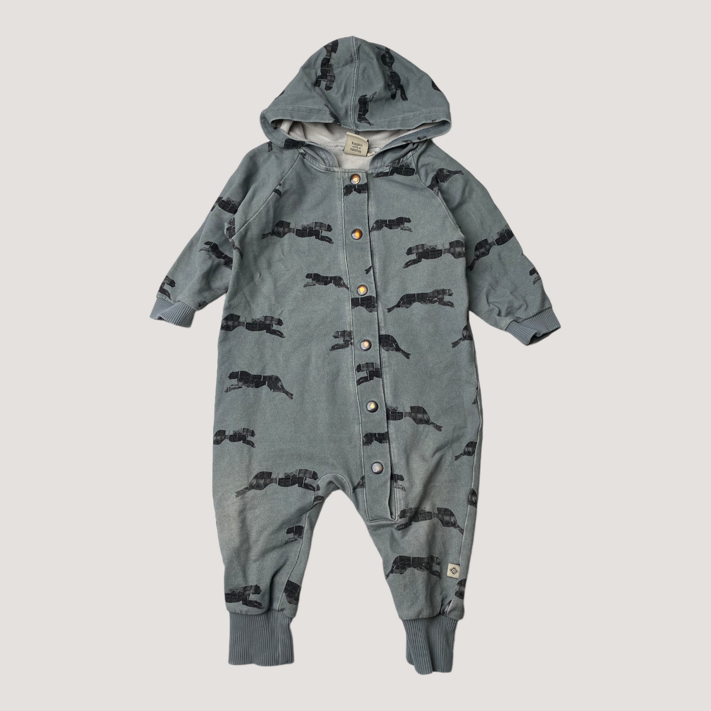 Kaiko hooded jumpsuit, panther | 74/80cm