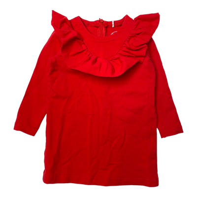 Metsola frill sweat dress, red | 86/92cm