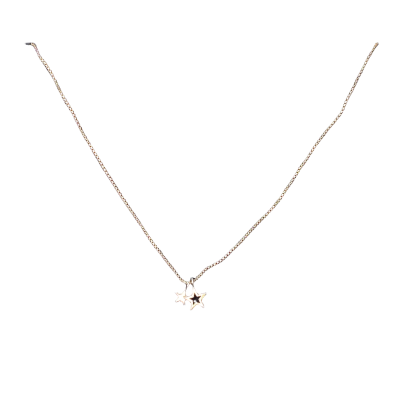 CU jewellery double star pendant necklace, silver | onesize