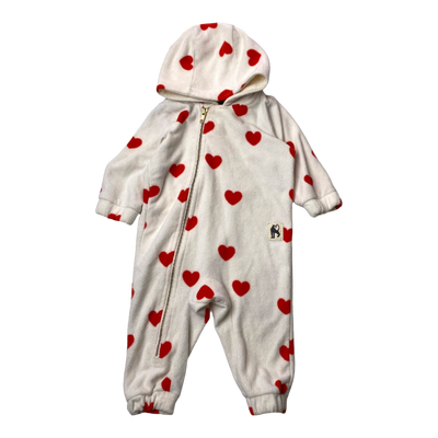 Mini Rodini fleece jumpsuit, hearts | 68/74cm