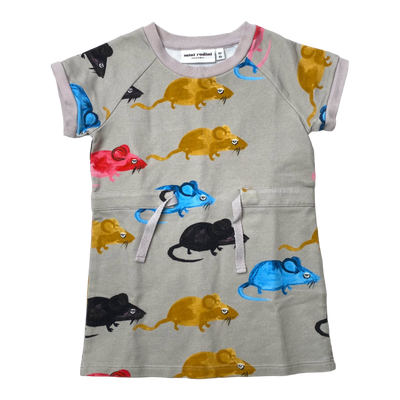 Mini Rodini t-shirt sweat dress, mouse | 80/86cm