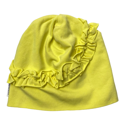 Metsola tricot frill beanie, yellow | 3-4y